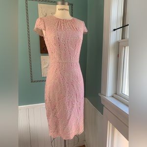 Pink lace wedding guest dress, size 4